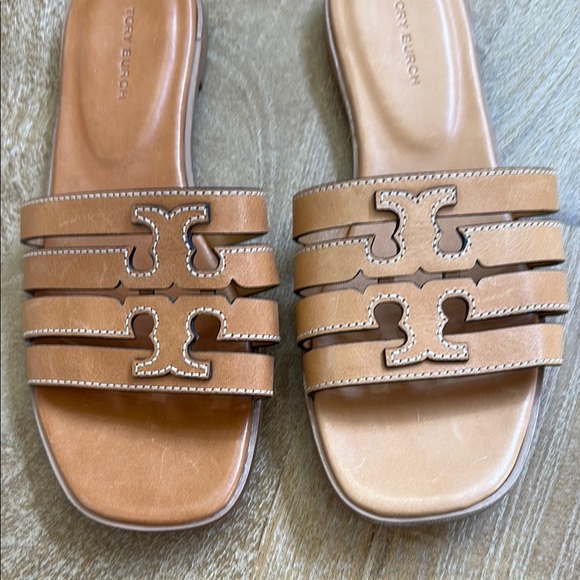 Tory Burch Tan Slide Sandals with Leather Straps 6 - Picture 2 of 7